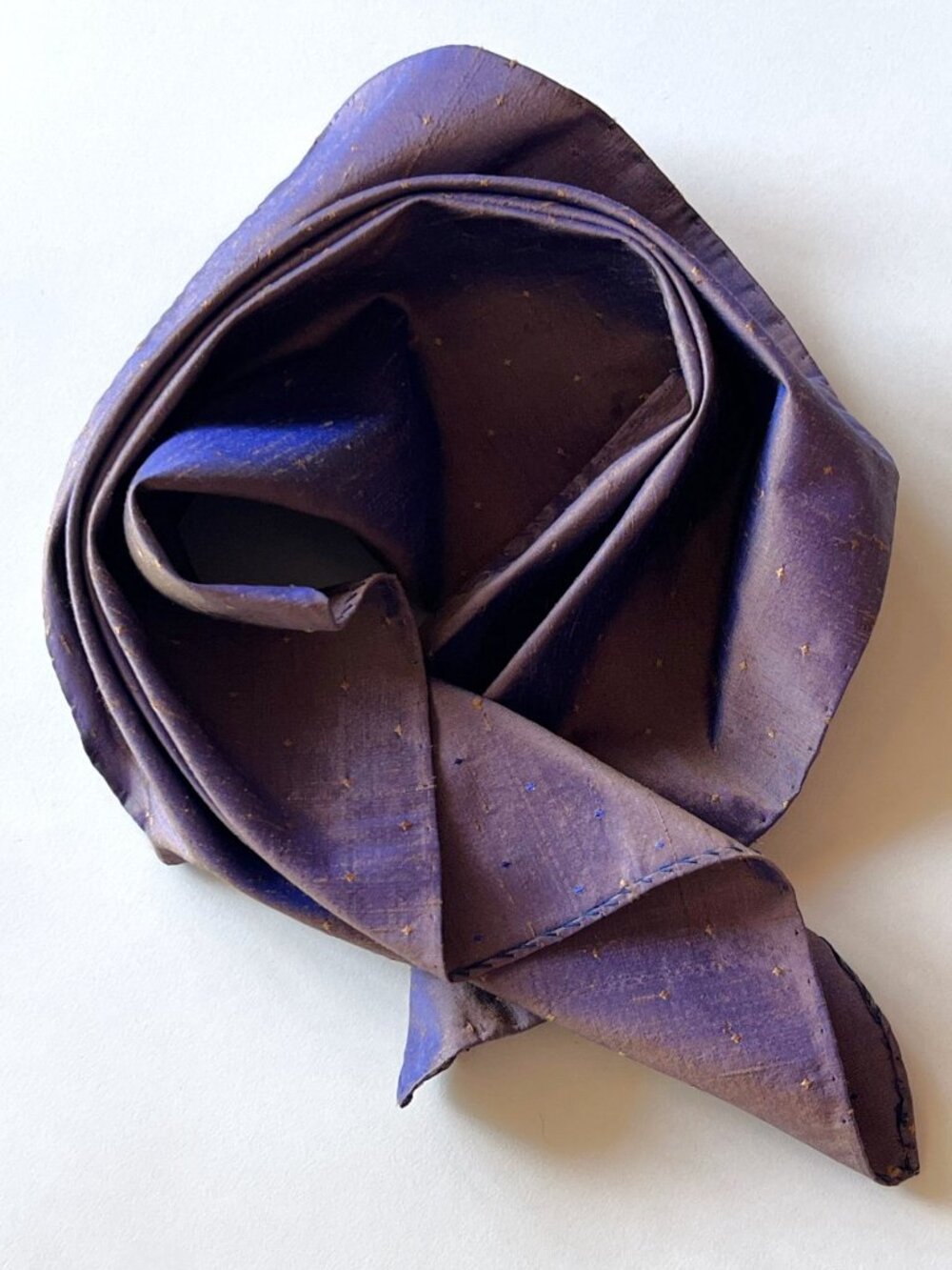 ROMEO GIGLI Iridescent Purple Silk Scarf Pocket Square Handkerchief 17.5" X 17"